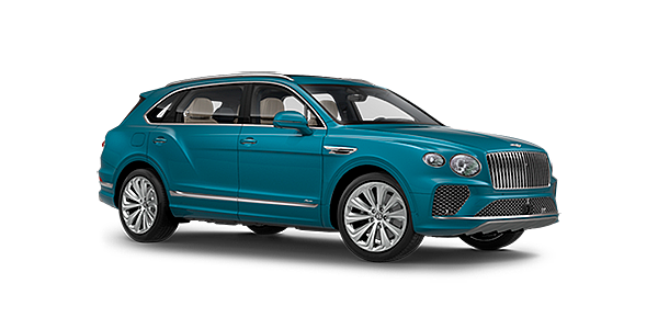 Bentley Shijiazhuang Bentley Bentayga EWB Azure front side angled view in Topaz blue coloured exterior. 